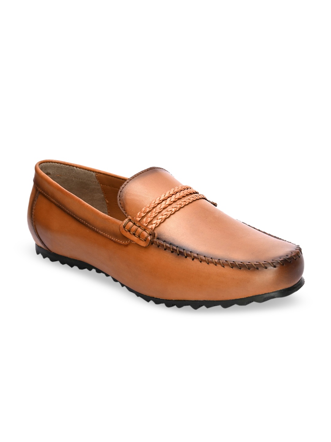 

San Frissco Men Tan Textured Leather Loafers
