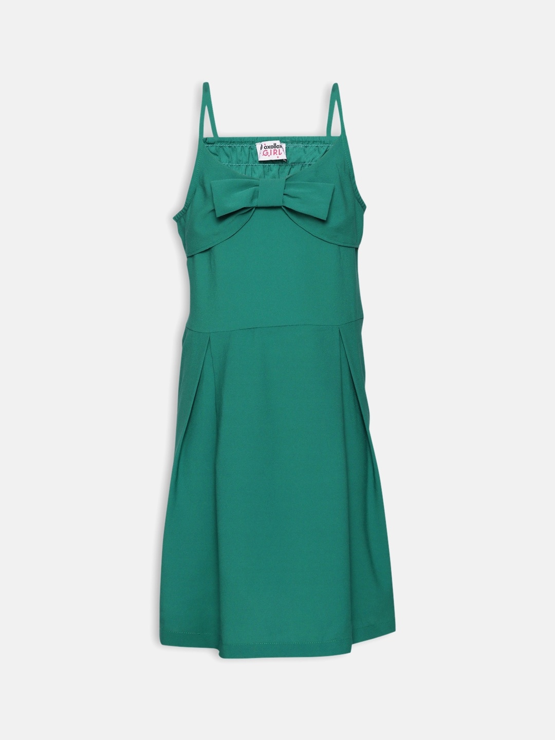 

Oxolloxo Girls Green Shoulder Strap Bow Detailed A-line Dress