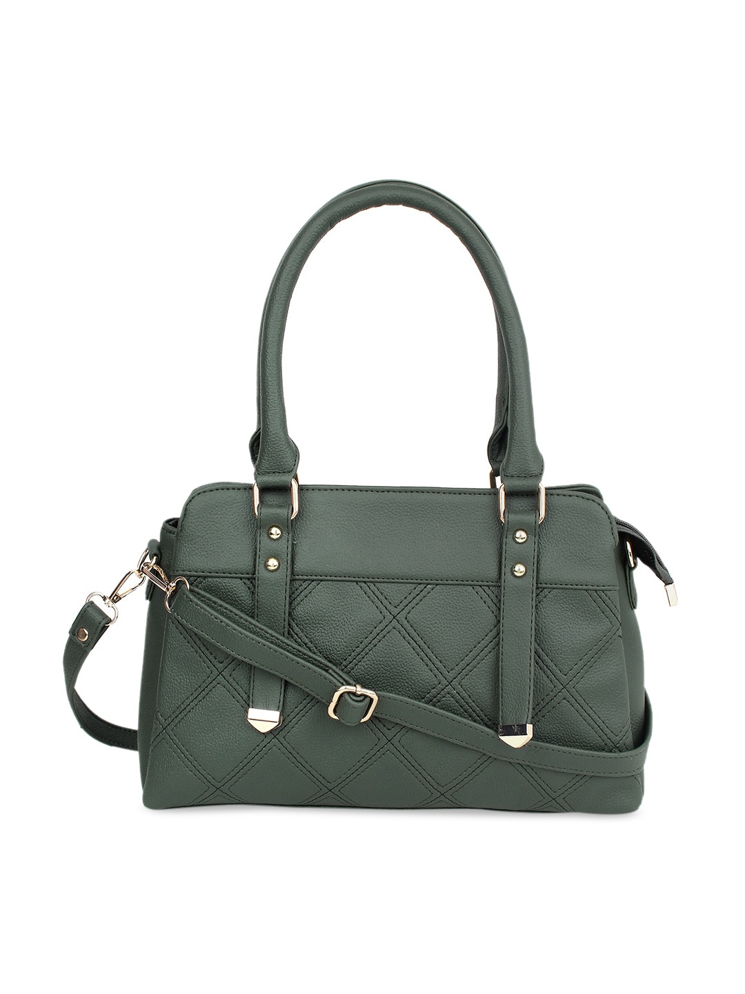 

yelloe Women Green PU Structured Handheld Bag with Quilted Surface