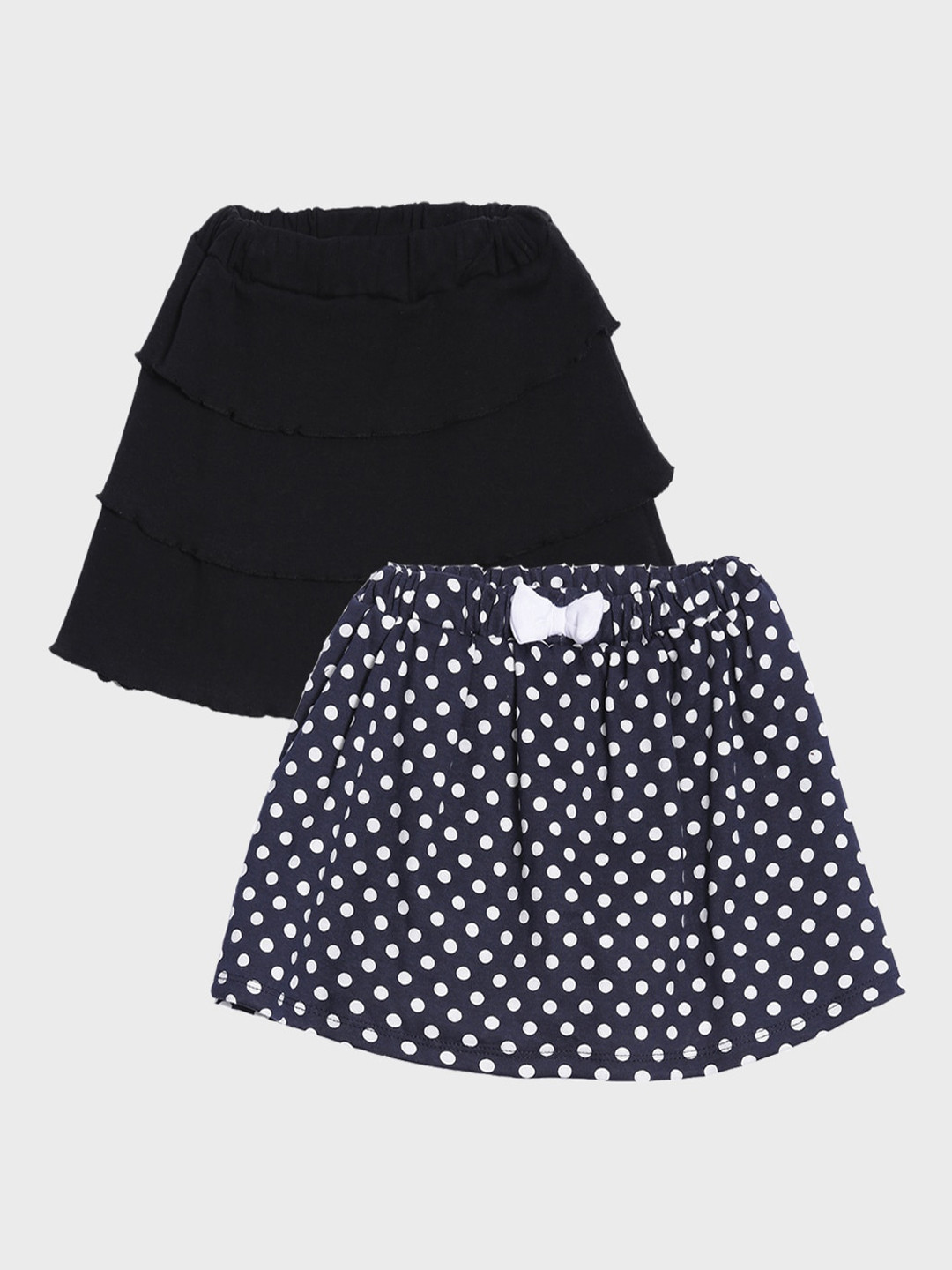 

Kryptic Girls Pack Of 2 Pure Cotton Knee-Length Skirt, Black