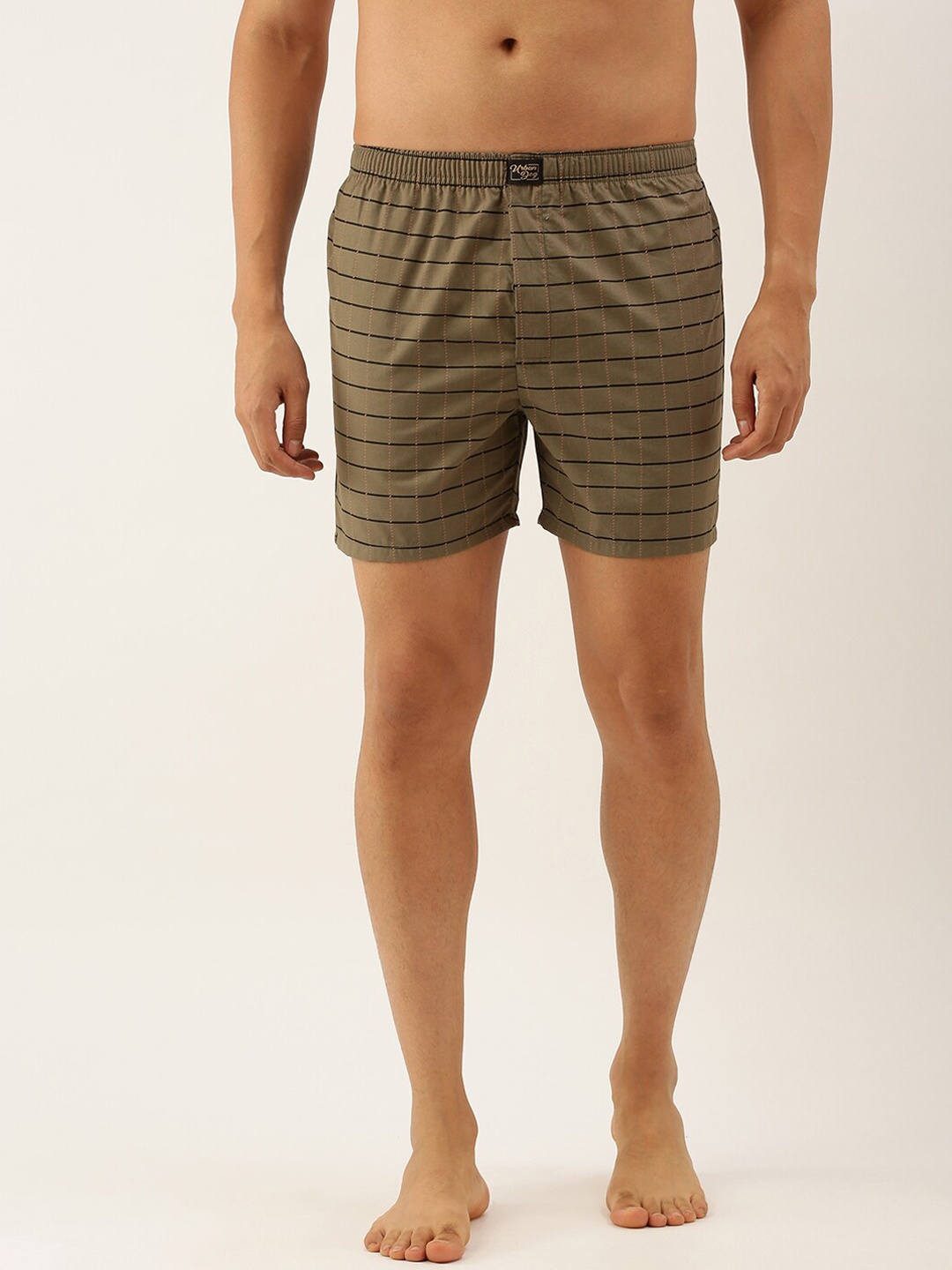 

Urban Dog Men Olive Green Checked Cotton Boxers UDBX408-M, Assorted