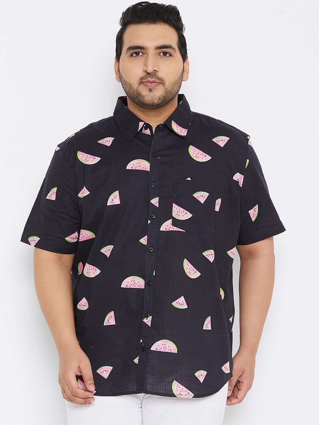 

Instafab Plus Men Black Printed Casual Shirt