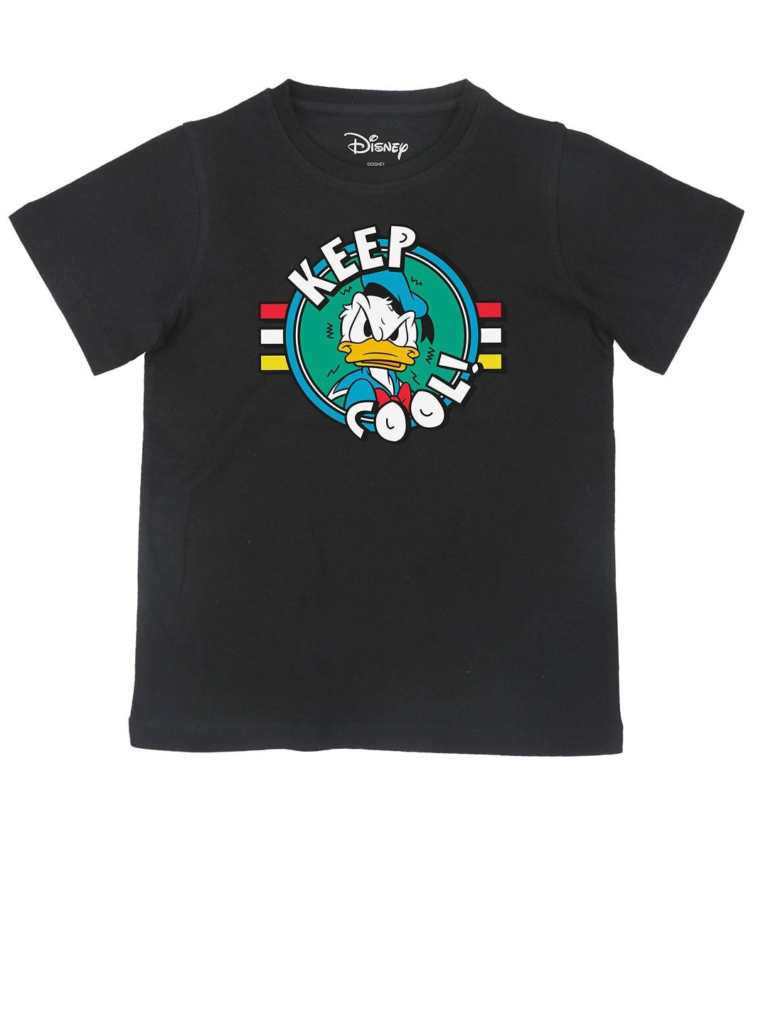 Disney by Wear Your Mind Boys Black Printed Applique T-shirt