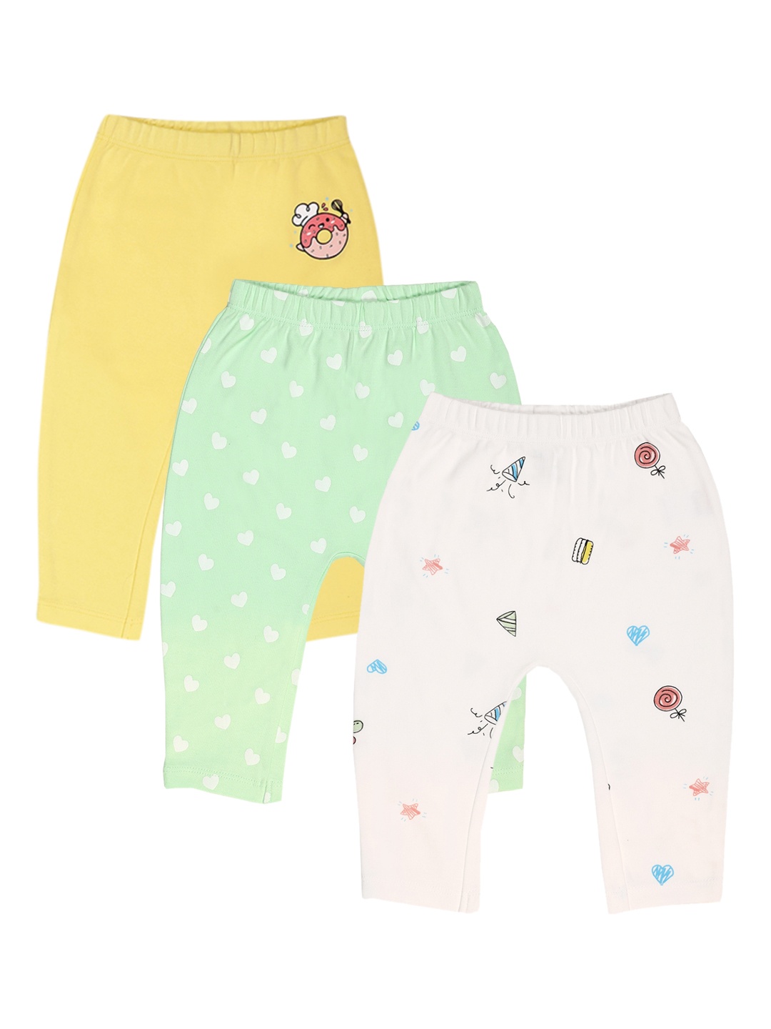 

KICKS & CRAWL Infant Girls Pack Of 3 Cotton Diaper Leggings, White
