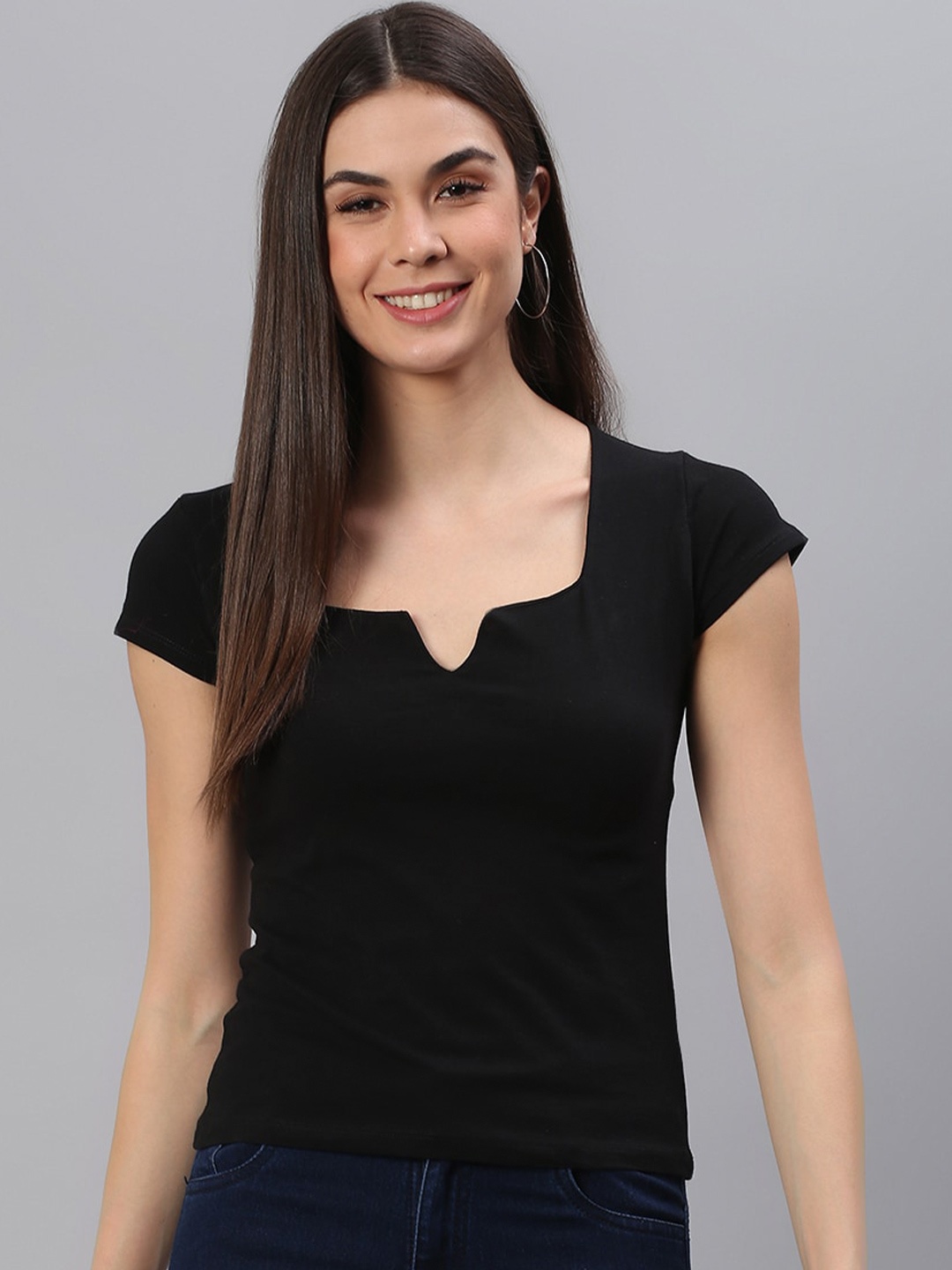 

Cation Black Square Neck Top