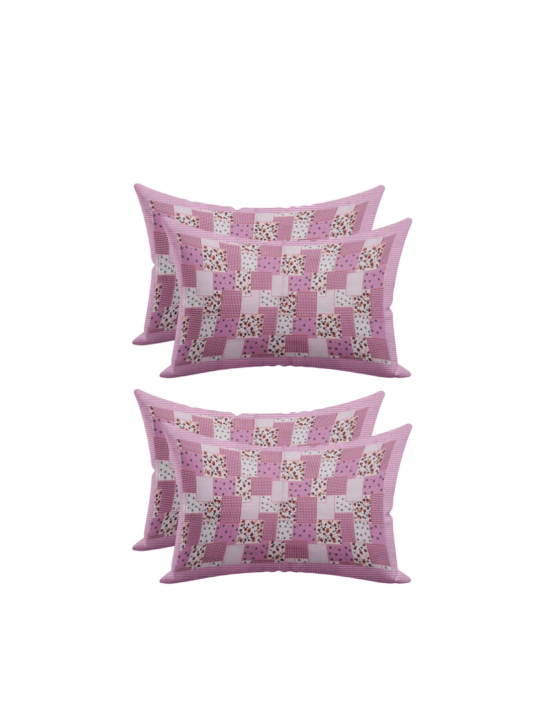 

Kuber Industries Set Of 4 Pink & White Printed Cotton Pillow Covers