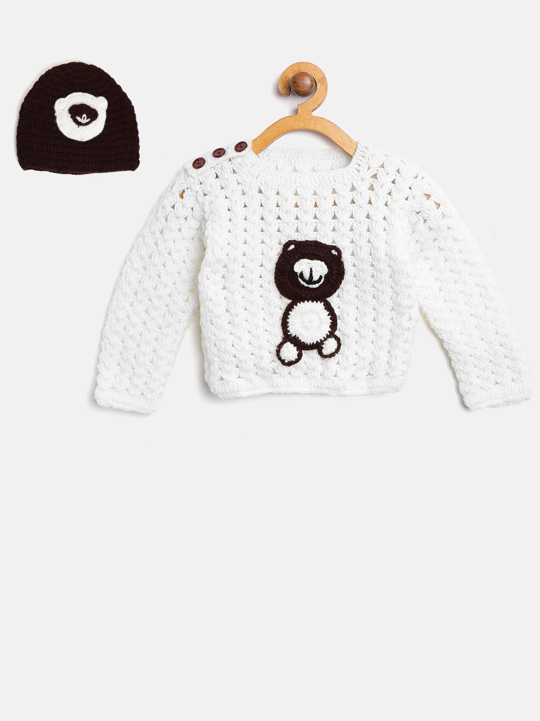 

CHUTPUT Unisex Kids White & Black Embroidered Pullover