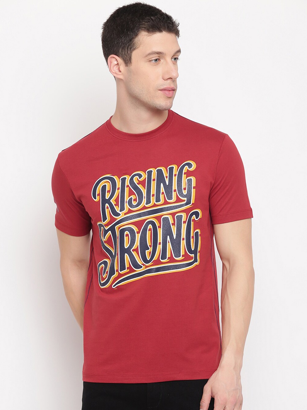 

Richlook Men Red Typography Printed T-shirt