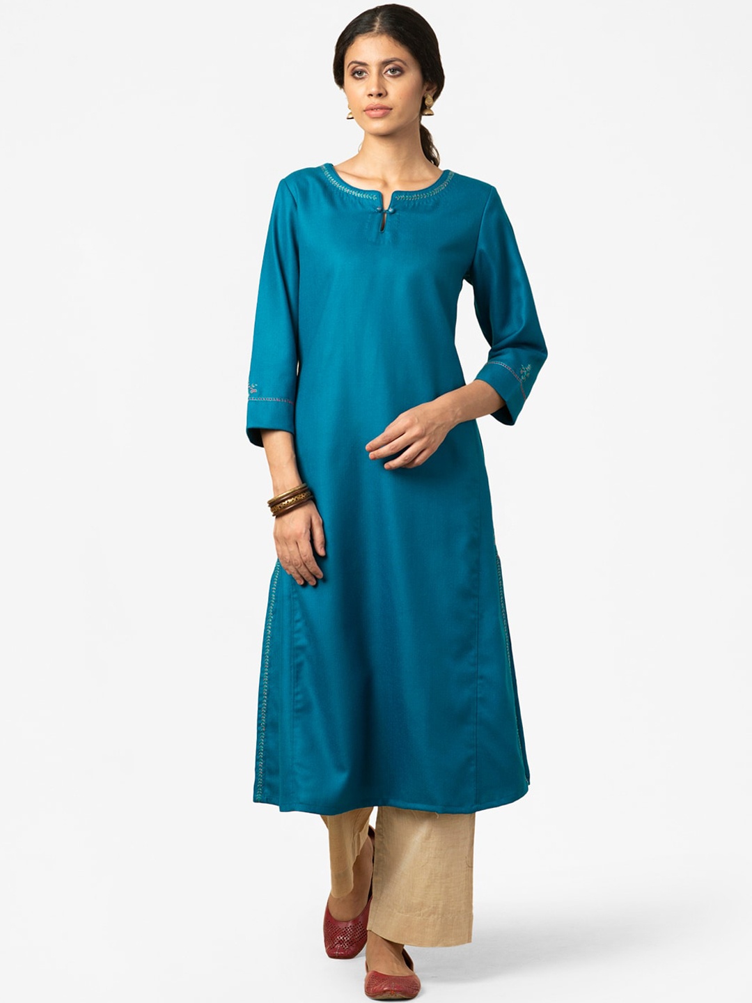 

Fabindia Women Teal Blue Kurta