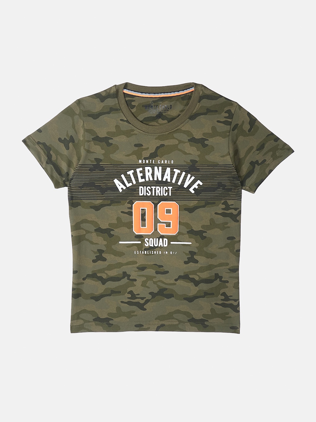 

Monte Carlo Boys Green Typography Printed Applique T-shirt