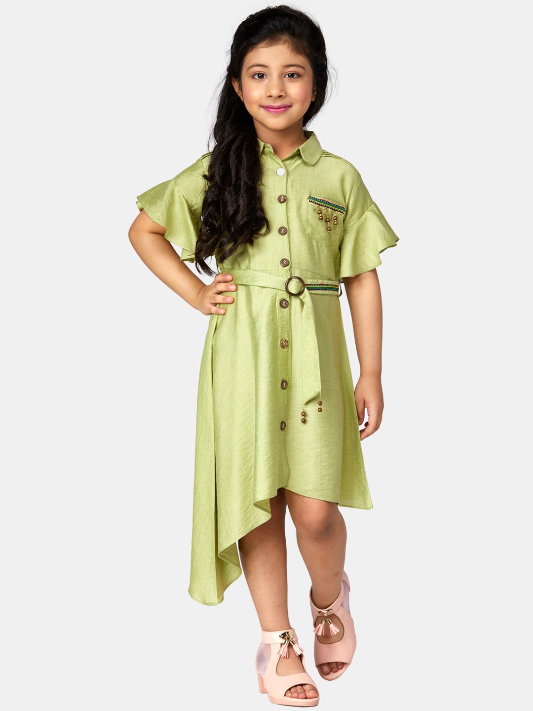 

Peppermint Girls Green Solid Fit & Flare Dress