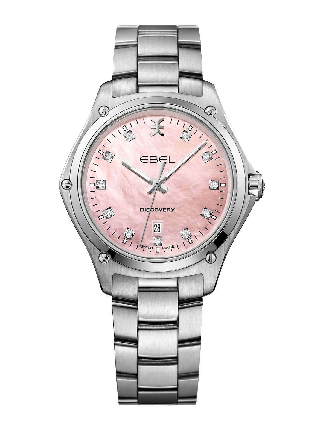 

EBEL Women Pink Silver Toned Stainless Steel Bracelet Style Straps Analogue Watch 1216395