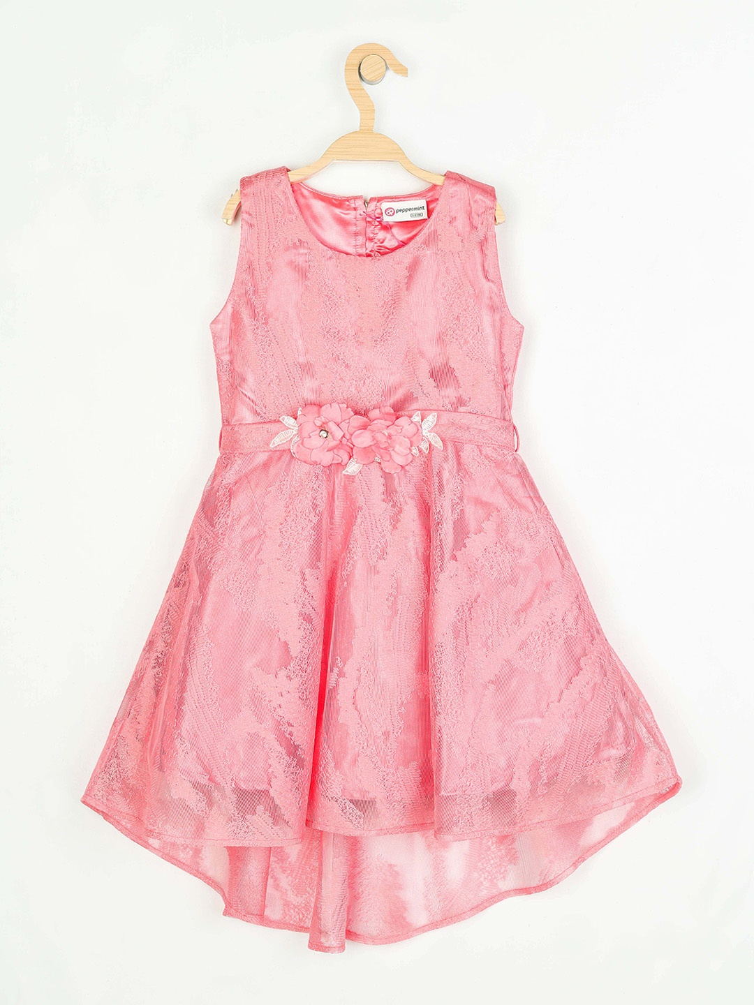

Peppermint Peach-Coloured Embellished Pure Cotton Fit & Flare Dress
