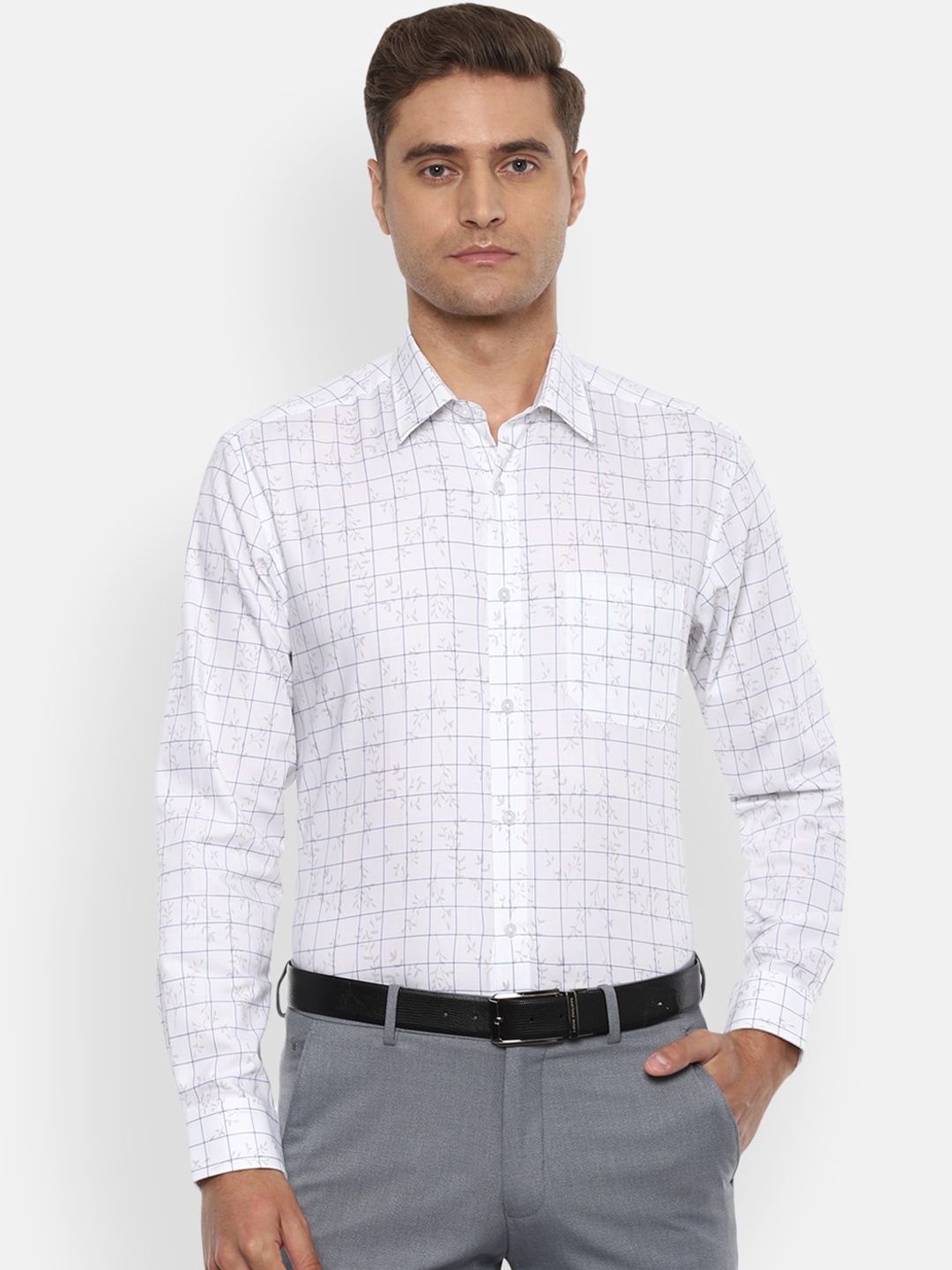 

Louis Philippe Men White Slim Fit Checked Formal Shirt