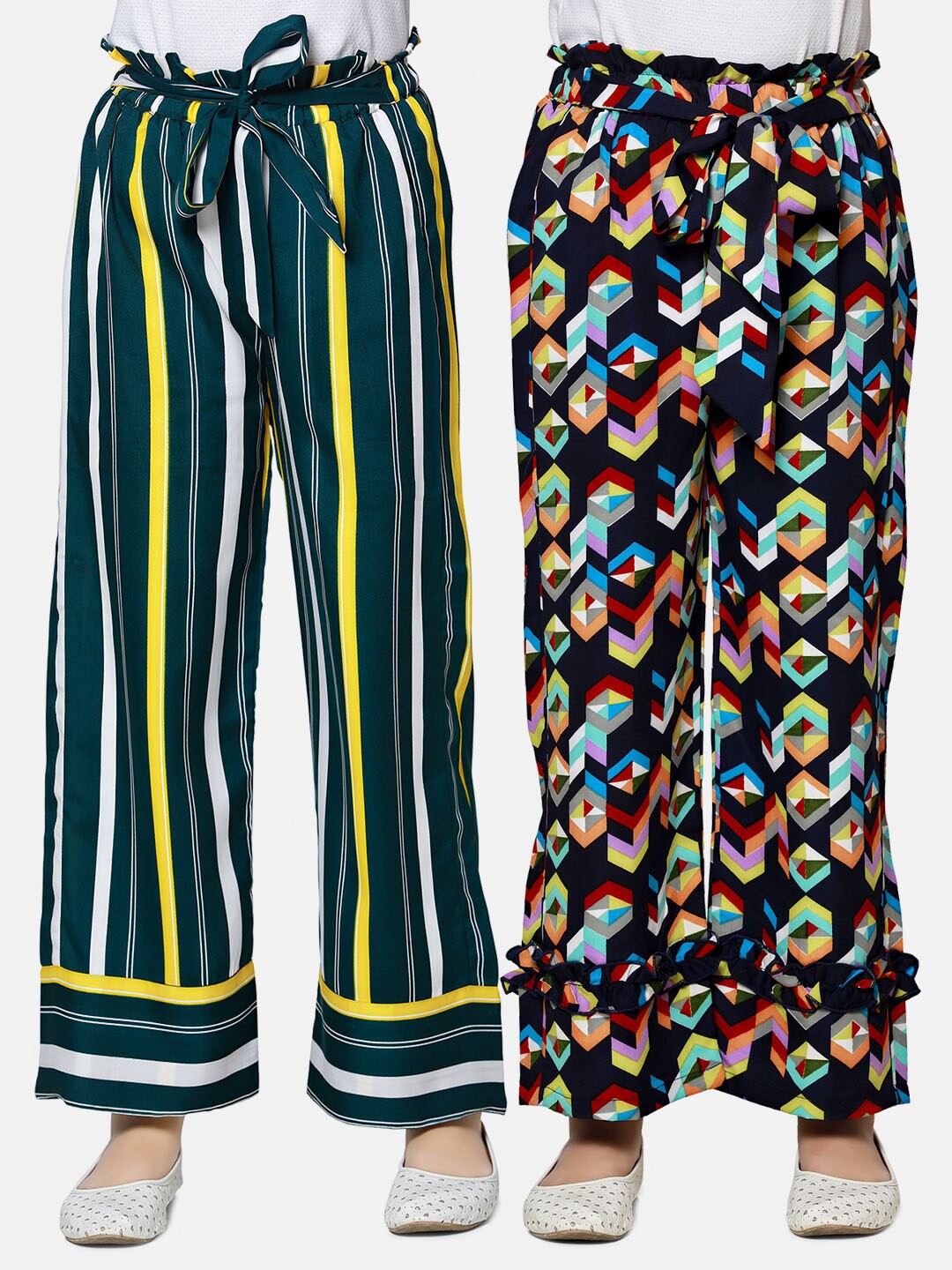

Cutiekins Girls Pack of 2 Printed Knitted Palazzos, Multi