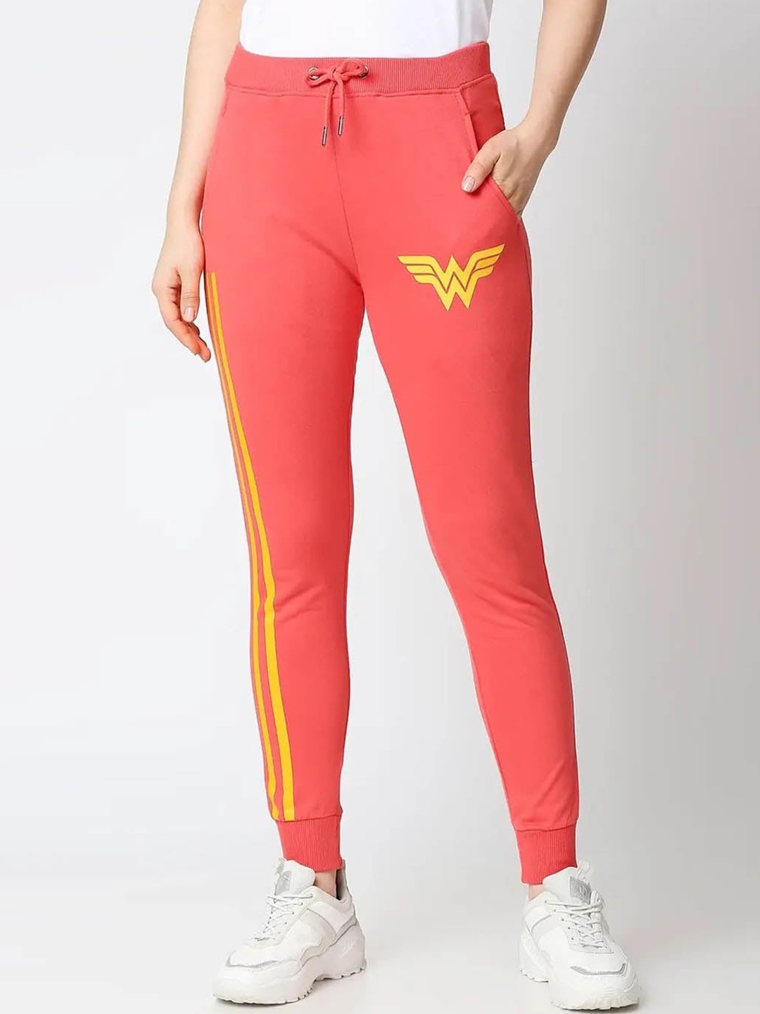 

Bewakoof Women Coral Red Wonder Woman Joggers