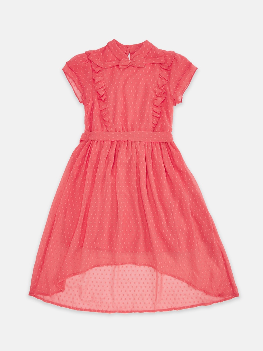 

Pantaloons Junior Coral Self Design Fit & Flare Dress