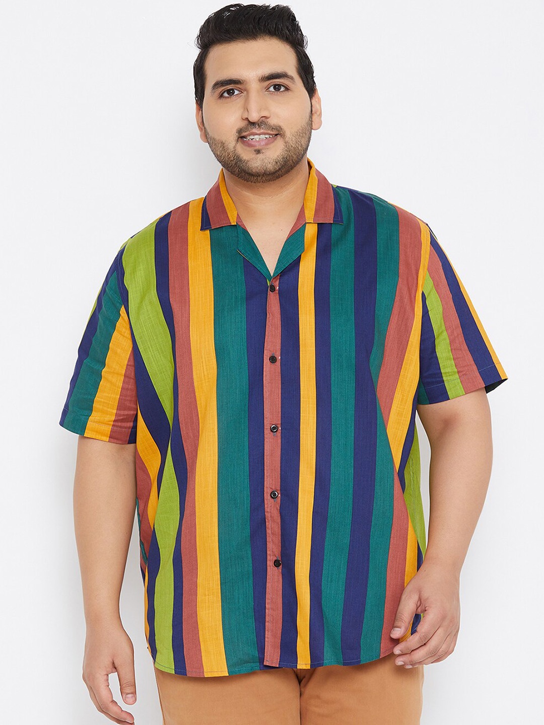 

Instafab Plus Men Multicoloured Multi Stripes Striped Casual Shirt