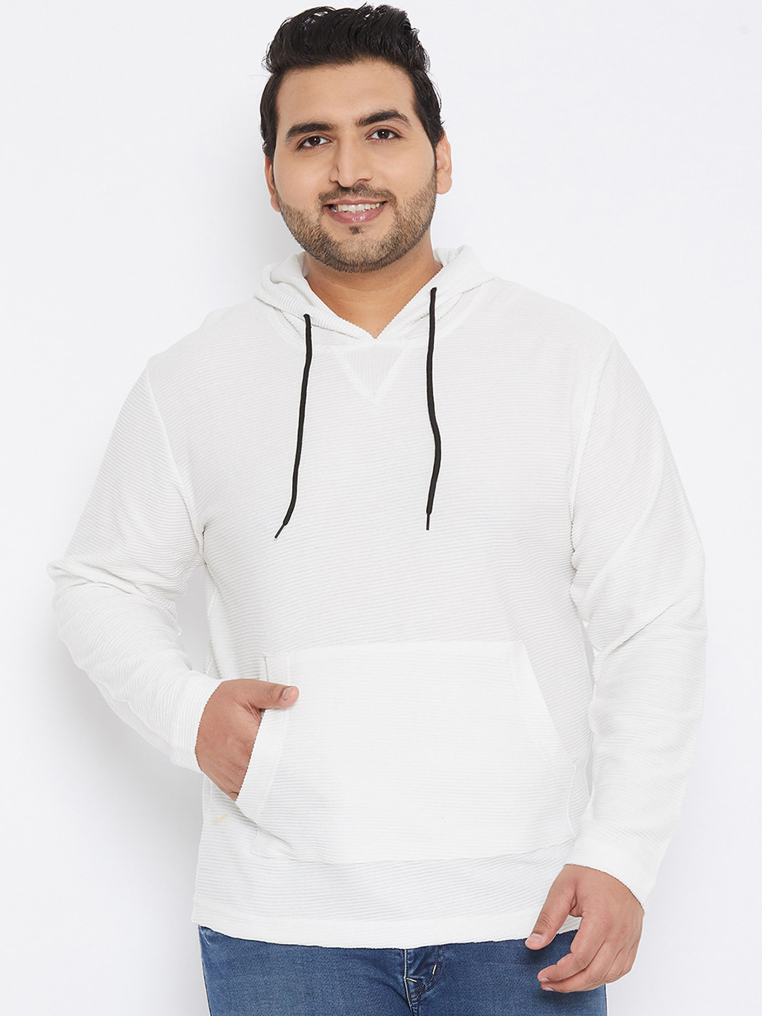 

Instafab Plus Men White Plus Size Sweatshirt