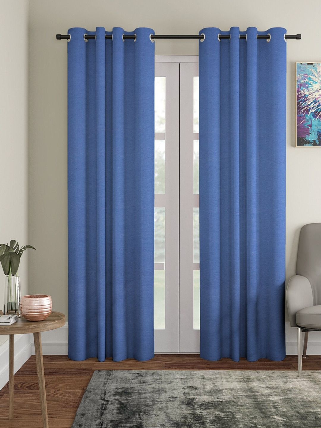 

ROMEE Blue Set of 2 Room Darkening Door Curtain