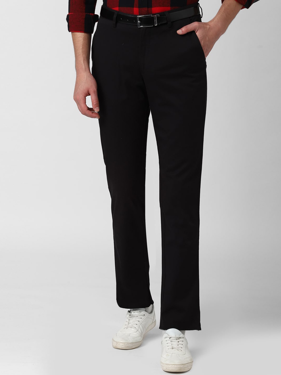 

Peter England Men Black Slim Fit Regular Trousers Regular Trousers