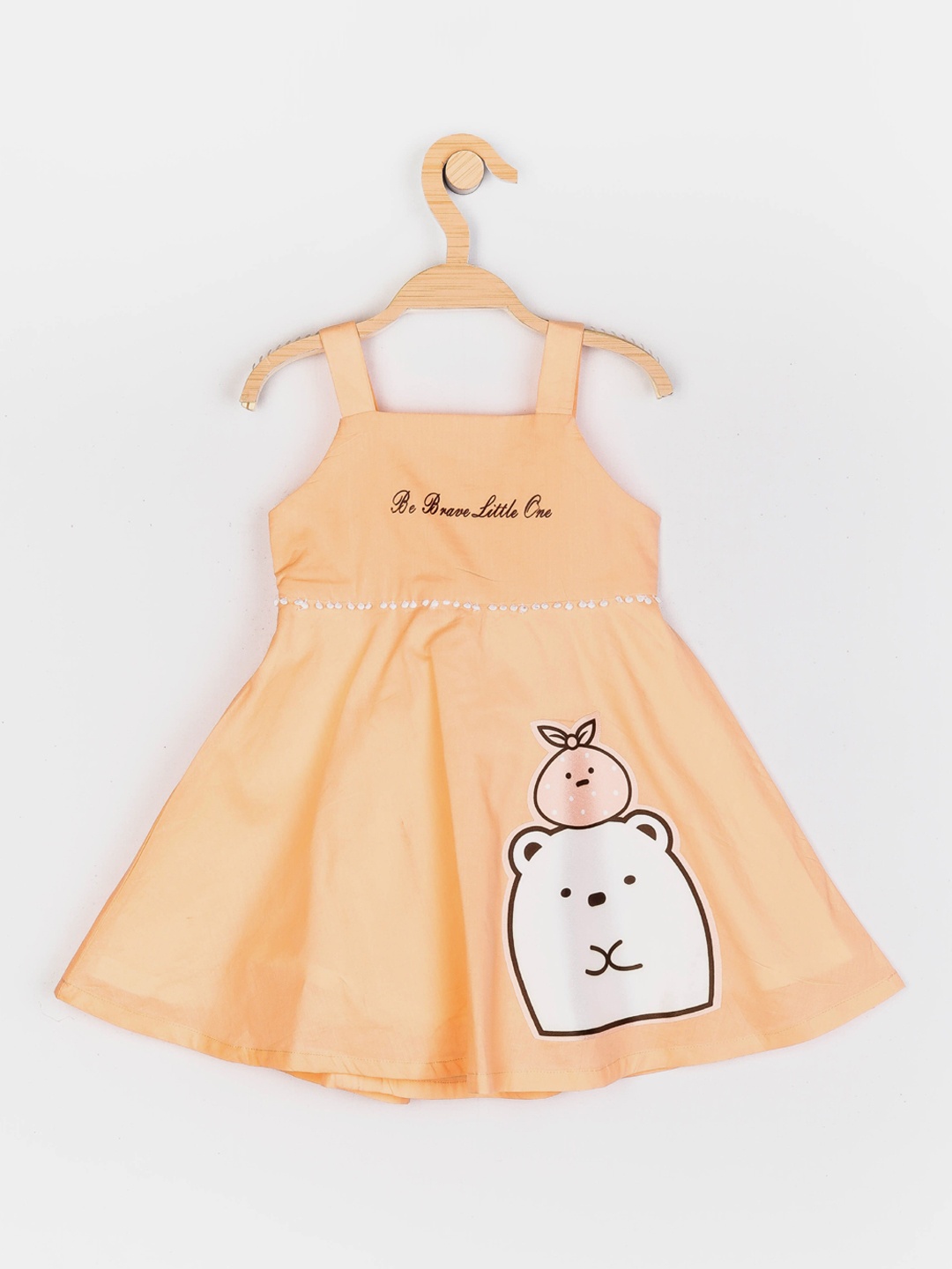 

Peppermint Girls Peach-Coloured Printed Fit & Flare Dress