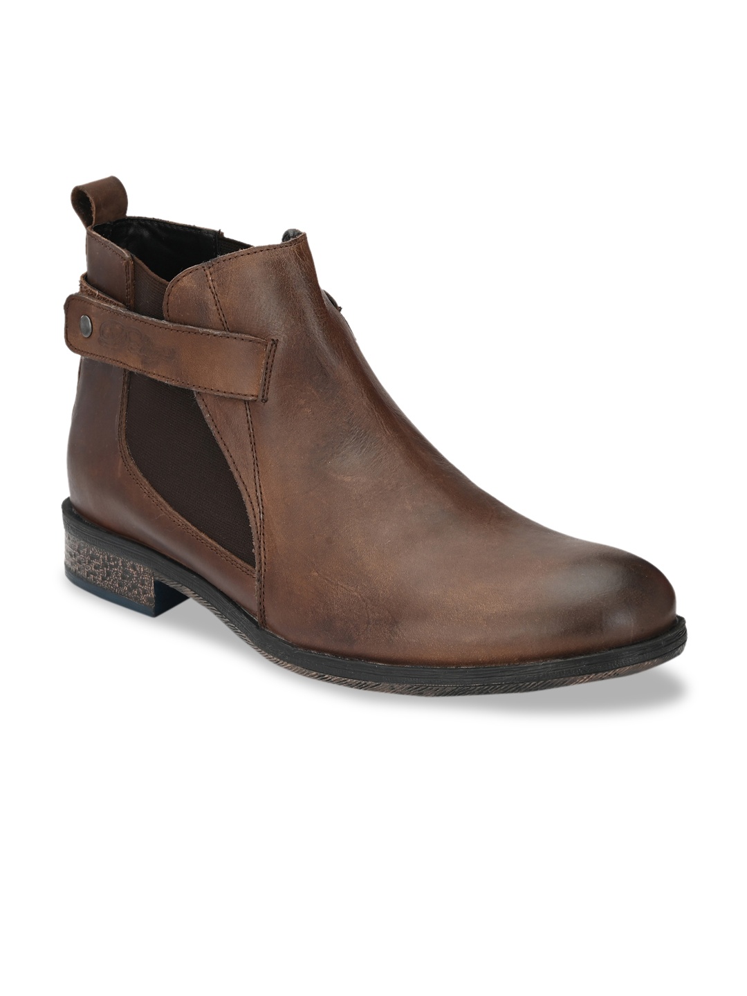 

Delize Men Brown Solid Leather Lightweight Chelsea Flat Boots