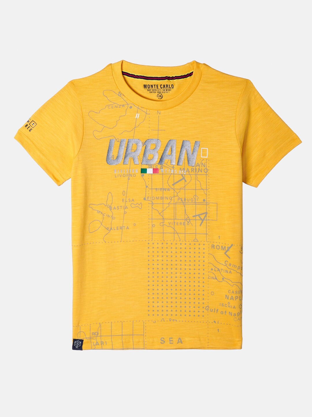 

Monte Carlo Boys Mustard Typography Printed Round Neck T shirt