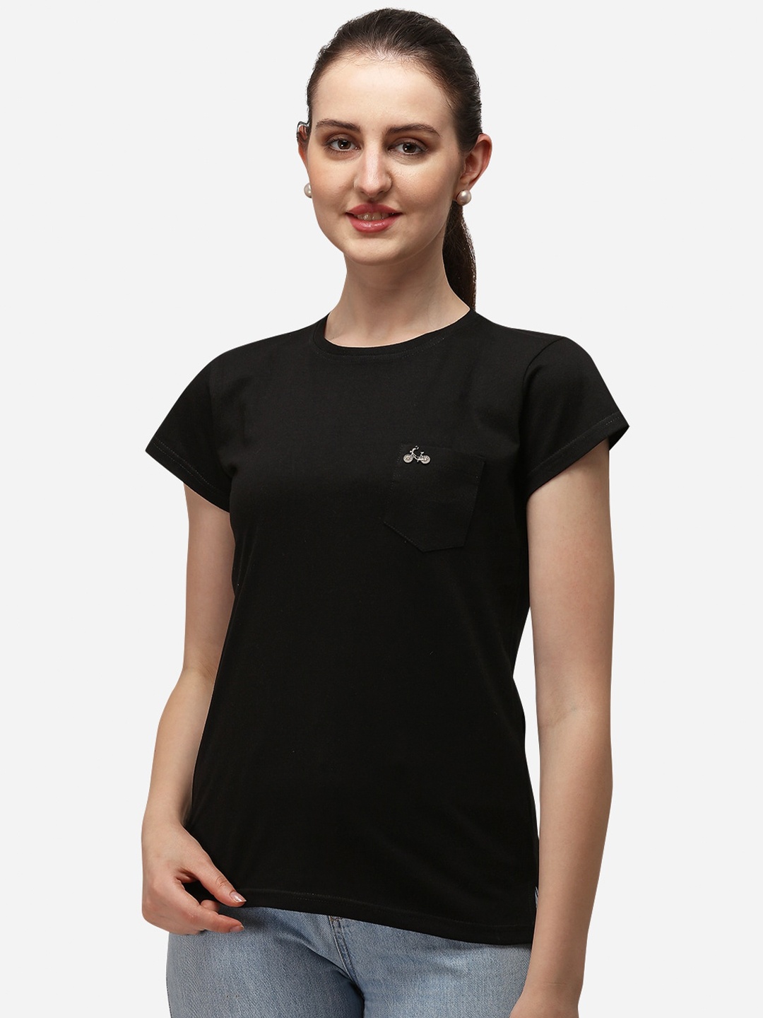 

OM SAI LATEST CREATION Women Black Regular Top
