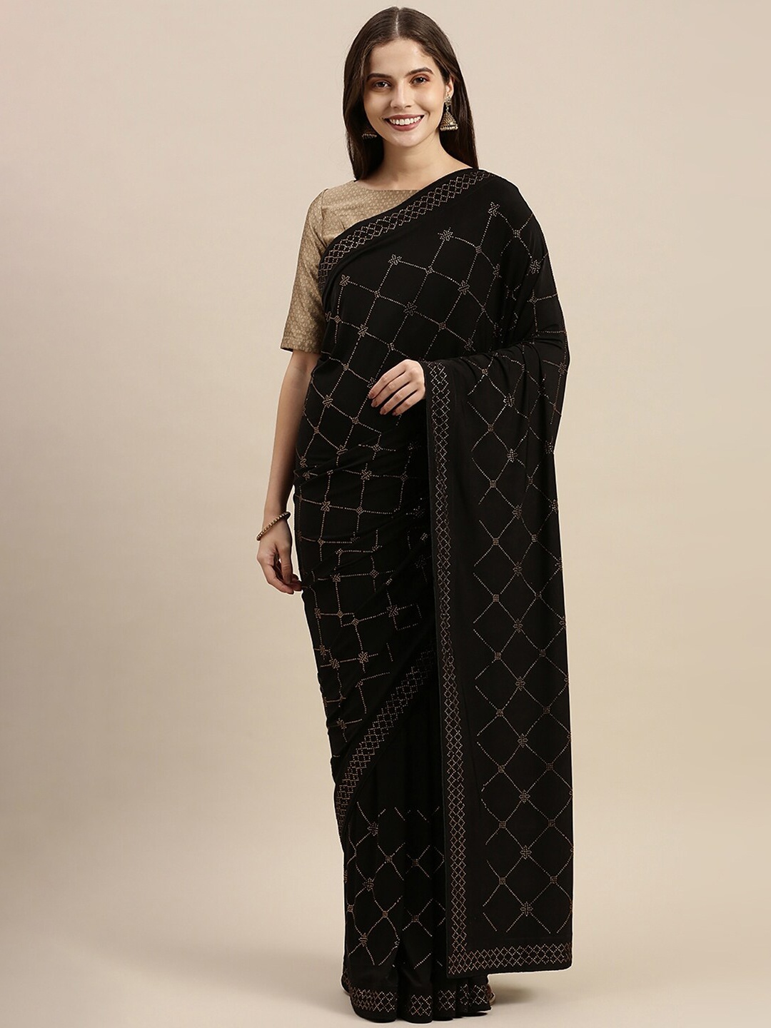 

Soch Black Ethnic Motifs Sequinned Saree