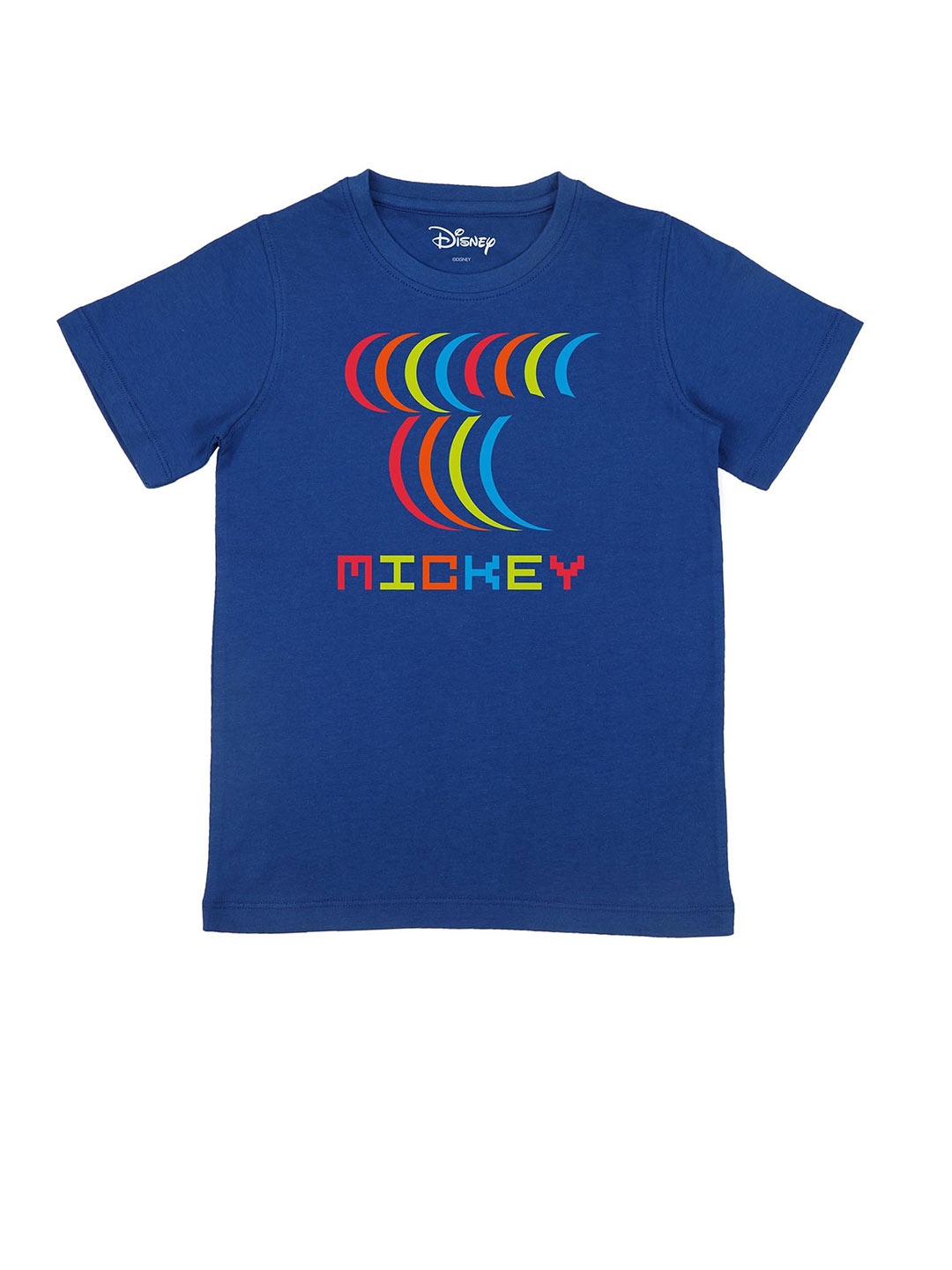 Disney by Wear Your Mind Boys Blue Mickey Graphic Printed Cotton Pure Cotton T-shirt