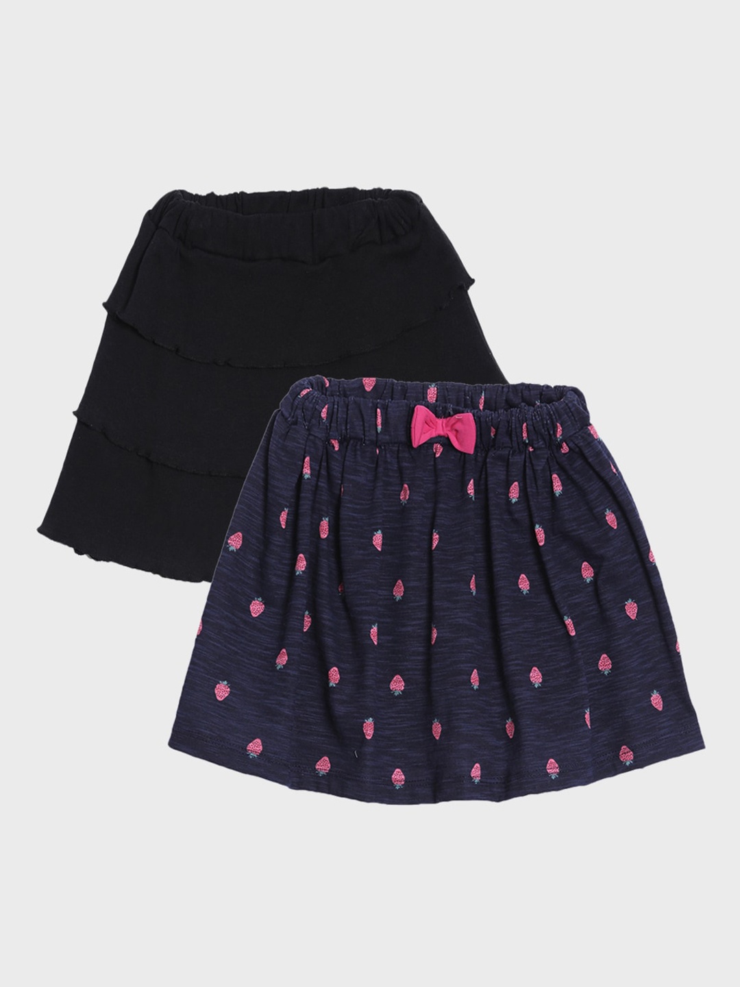 

Kryptic Girls Pack Of 2 Pure Cotton Knee-Length Skirts, Black