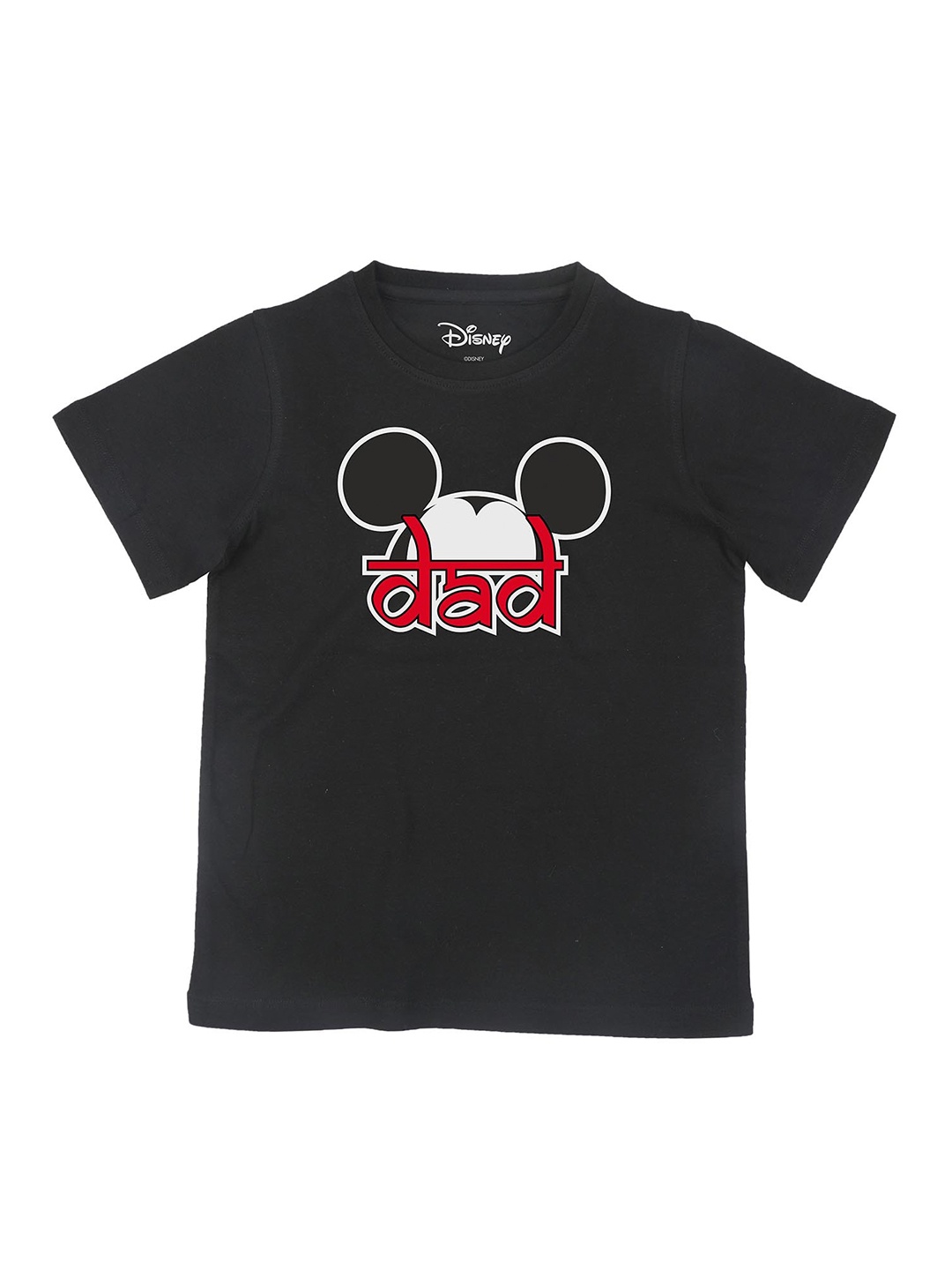Disney by Wear Your Mind Boys Black Mickey Mouse Printed Pure Cotton T-shirt