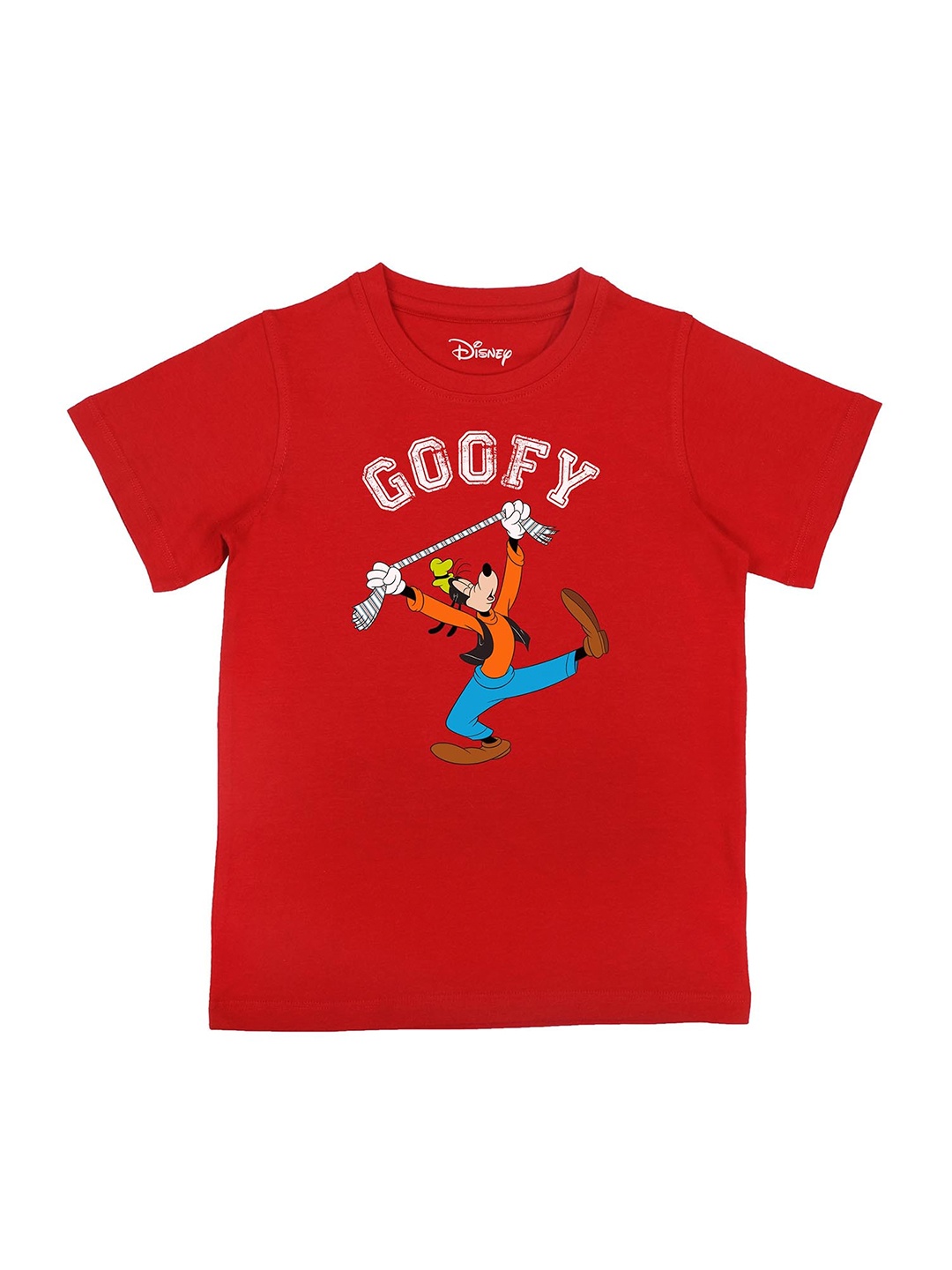 

Disney by Wear Your Mind Boys Red Goofy Printed Pure Cotton T-shirt