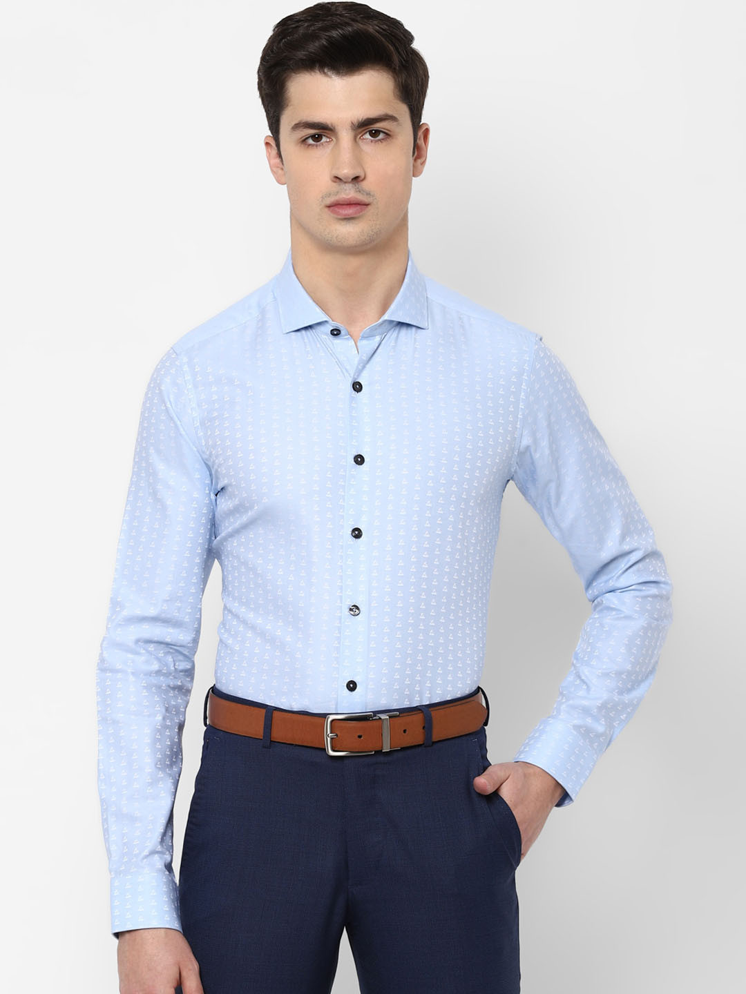 

SIMON CARTER LONDON Men Blue Slim Fit Printed Cotton Formal Shirt