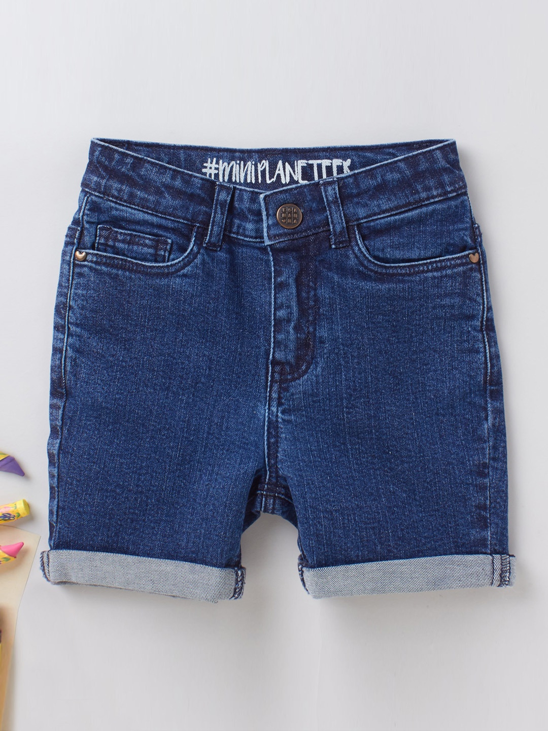 

Ed-a-Mamma Boys Blue Washed Mid-Rise Denim Shorts
