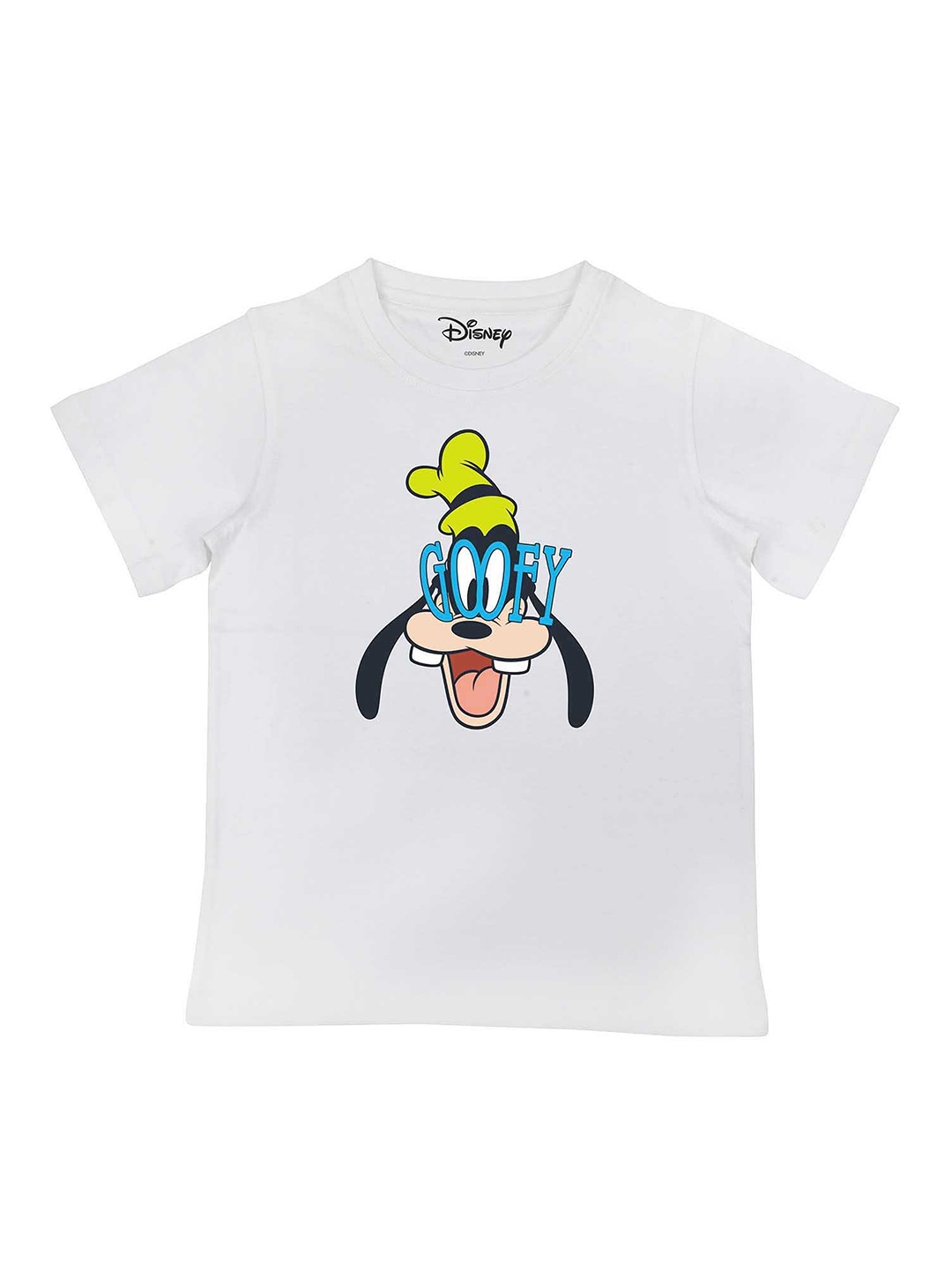

Disney by Wear Your Mind Boys White Goofy Printed Pure Cotton T-shirt