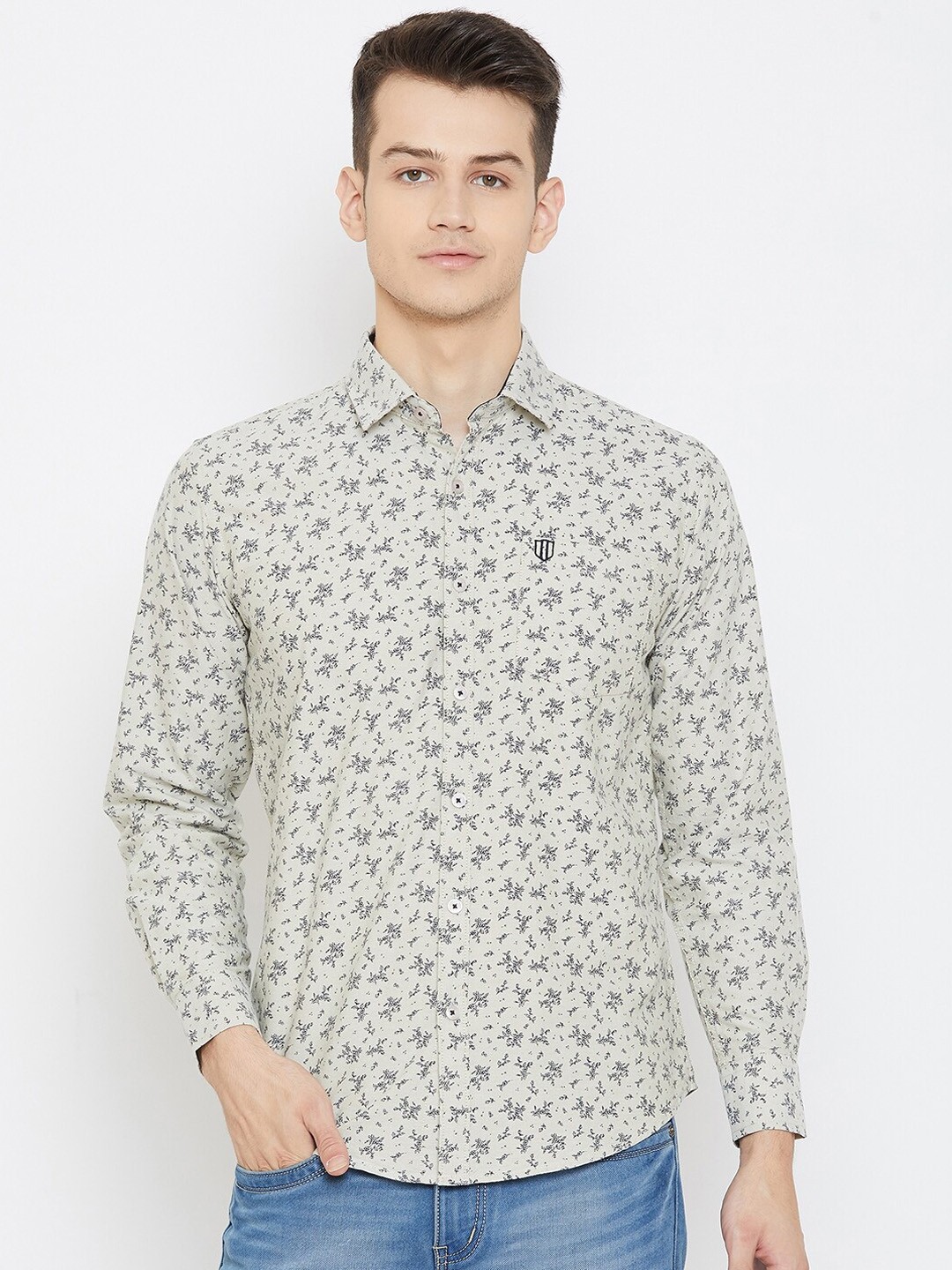 

Duke Men Brown Slim Fit Floral Printed Casual Shirt