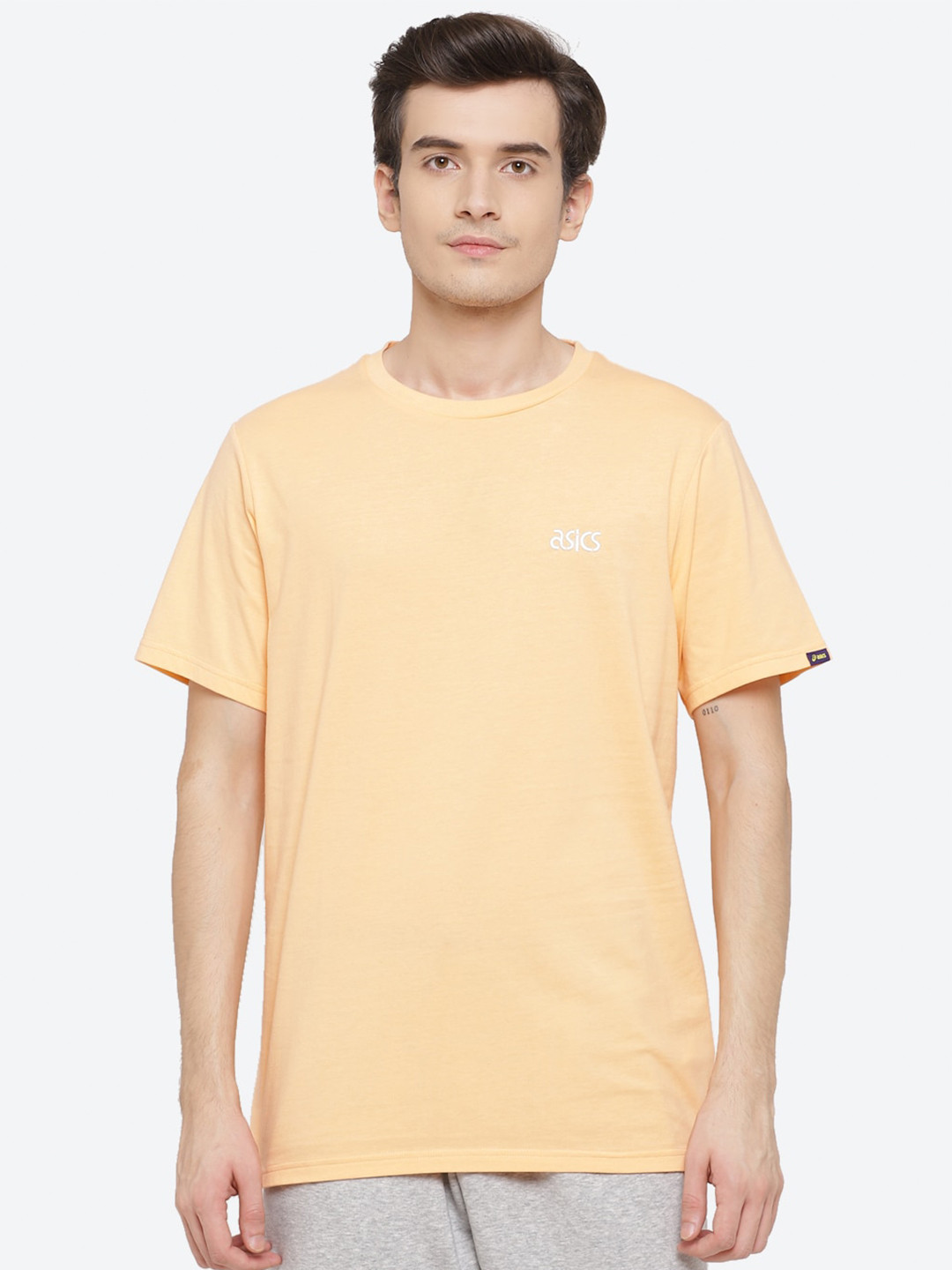 

ASICS Men Peach Pink JSY OP SS Drop-Shoulder Sleeves Walking T-shirt