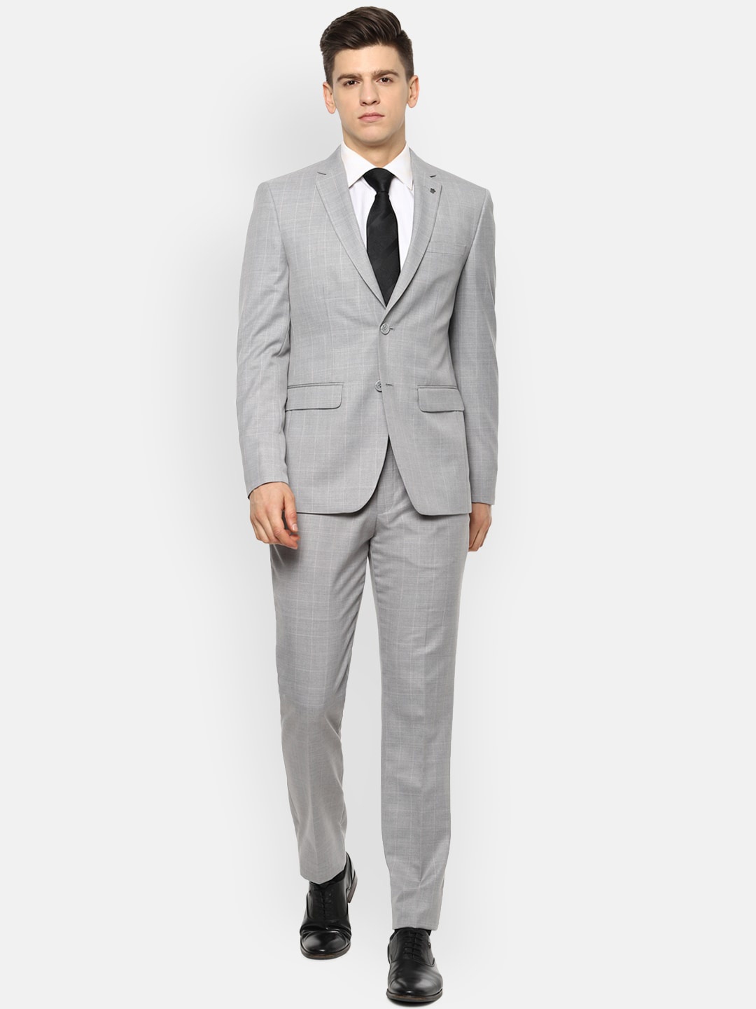 

Louis Philippe Men Grey Checked Single-Breasted Suit