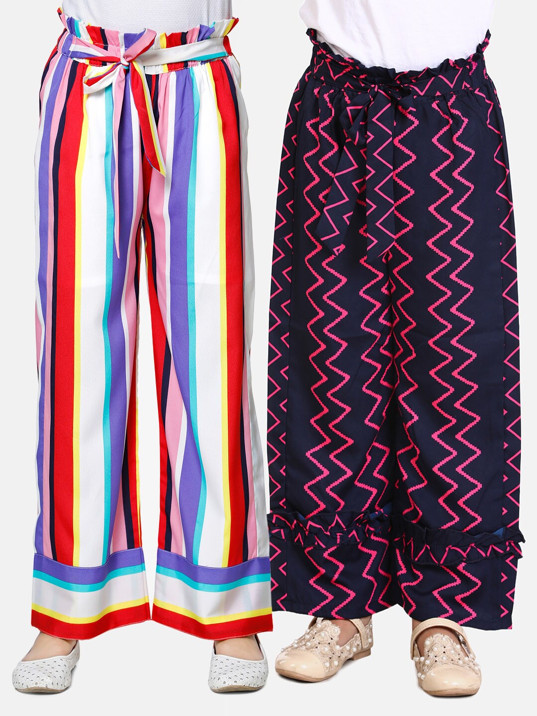 

Cutiekins Girls Pack of 2 Striped Knitted Palazzos, Multi