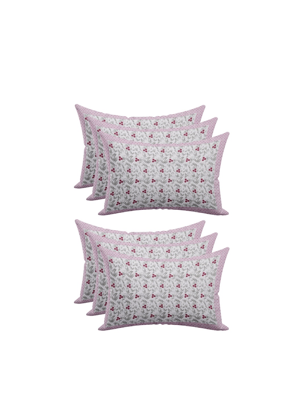 

Kuber Industries Set Of 6 Pink Flower Design Soft & Smooth Cotton Pillow Cover