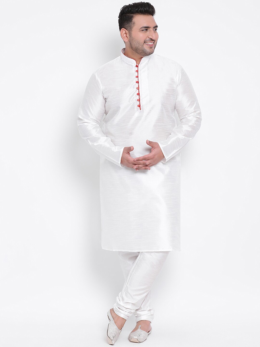 

hangup trend Men White Dupion Silk Kurta with Pyjamas