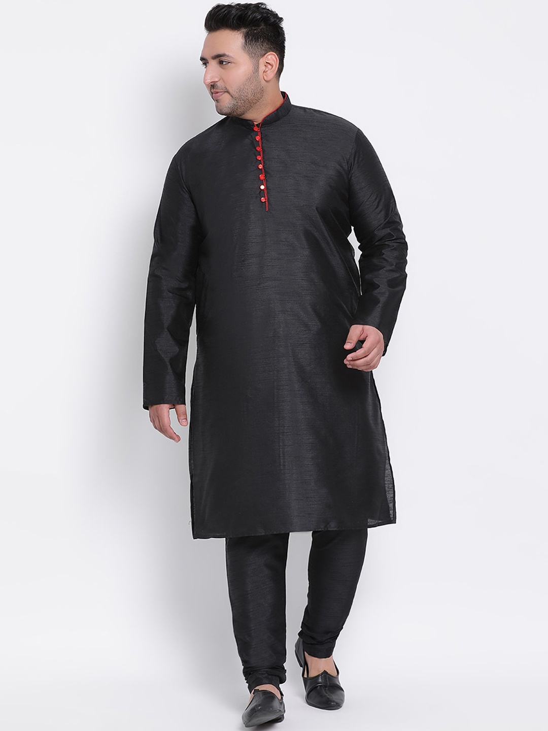 hangup trend Men Black Dupion Silk Kurta with Pyjamas