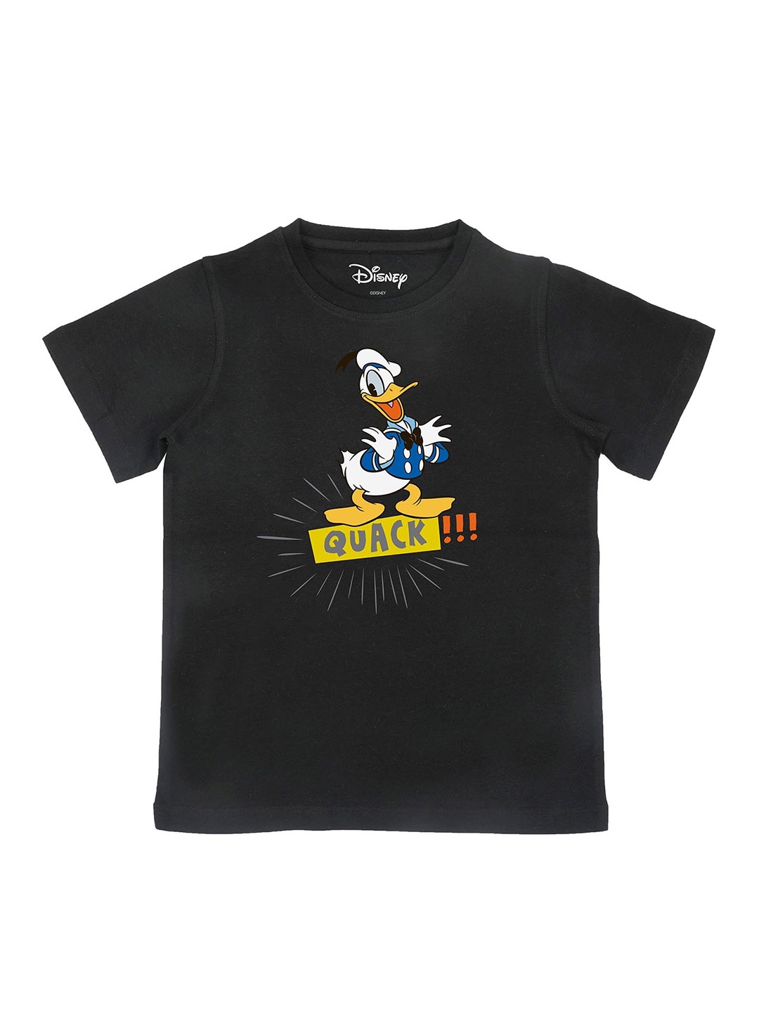 Disney by Wear Your Mind Boys Black Donald Duck Printed Applique T-shirt