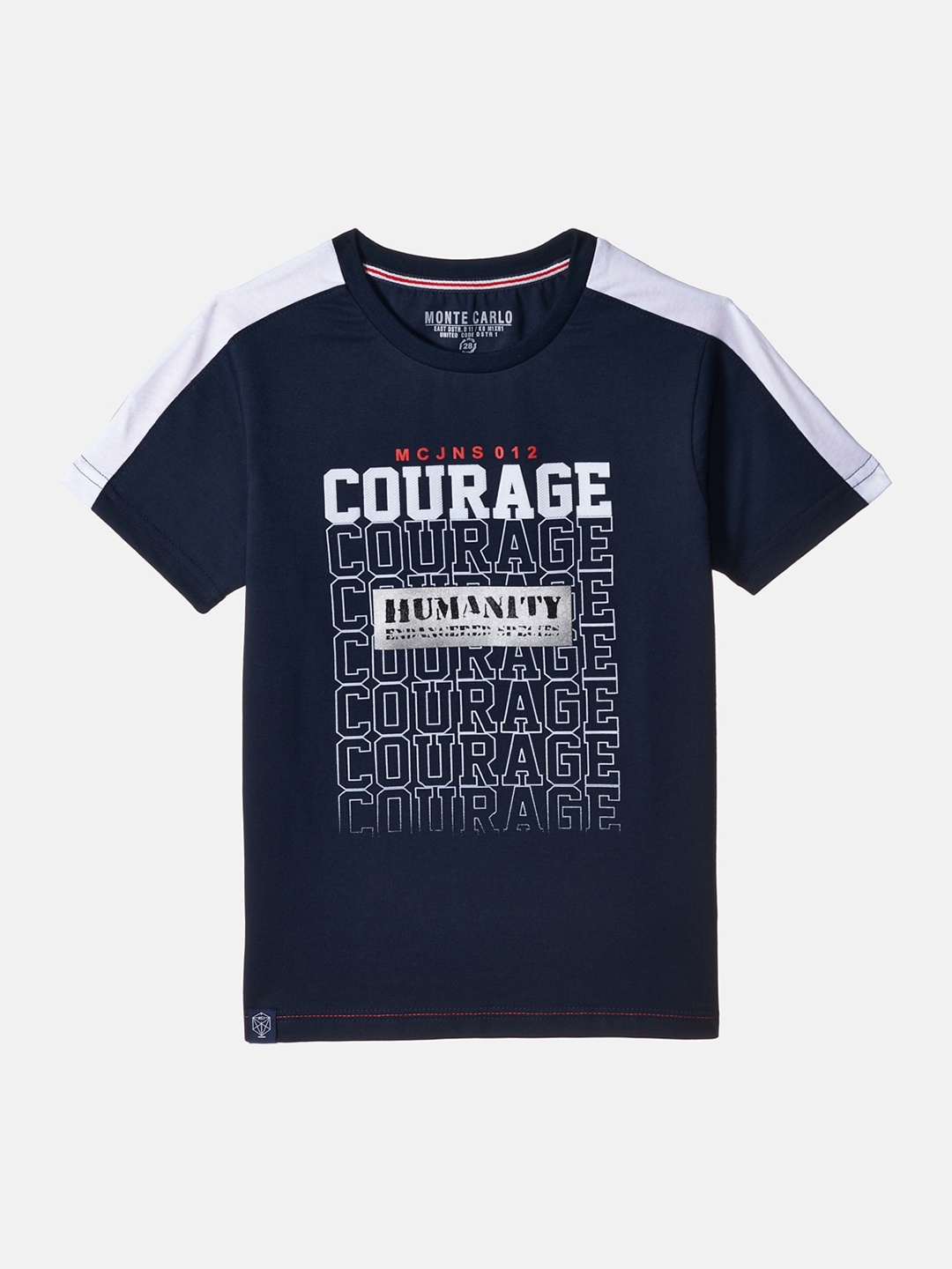 

Monte Carlo Boys Blue Typography Printed Cotton T-shirt