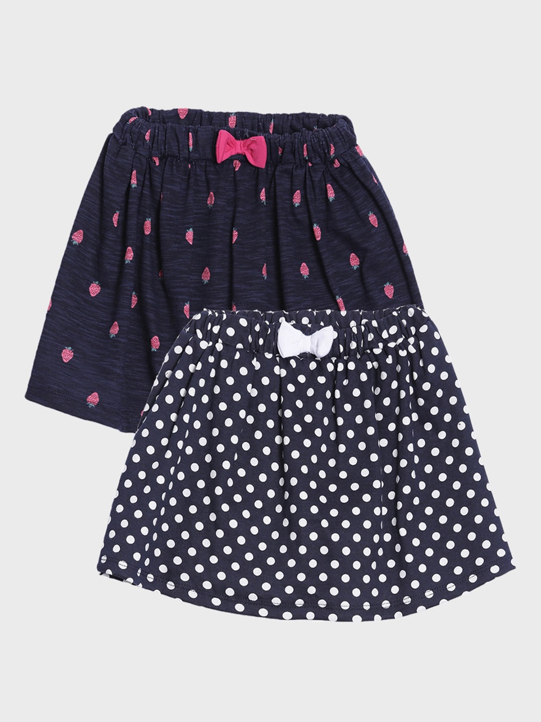

Kryptic Girls Pack Of 2 Printed Pure Cotton Flared Knee-Length Skirts, Navy blue