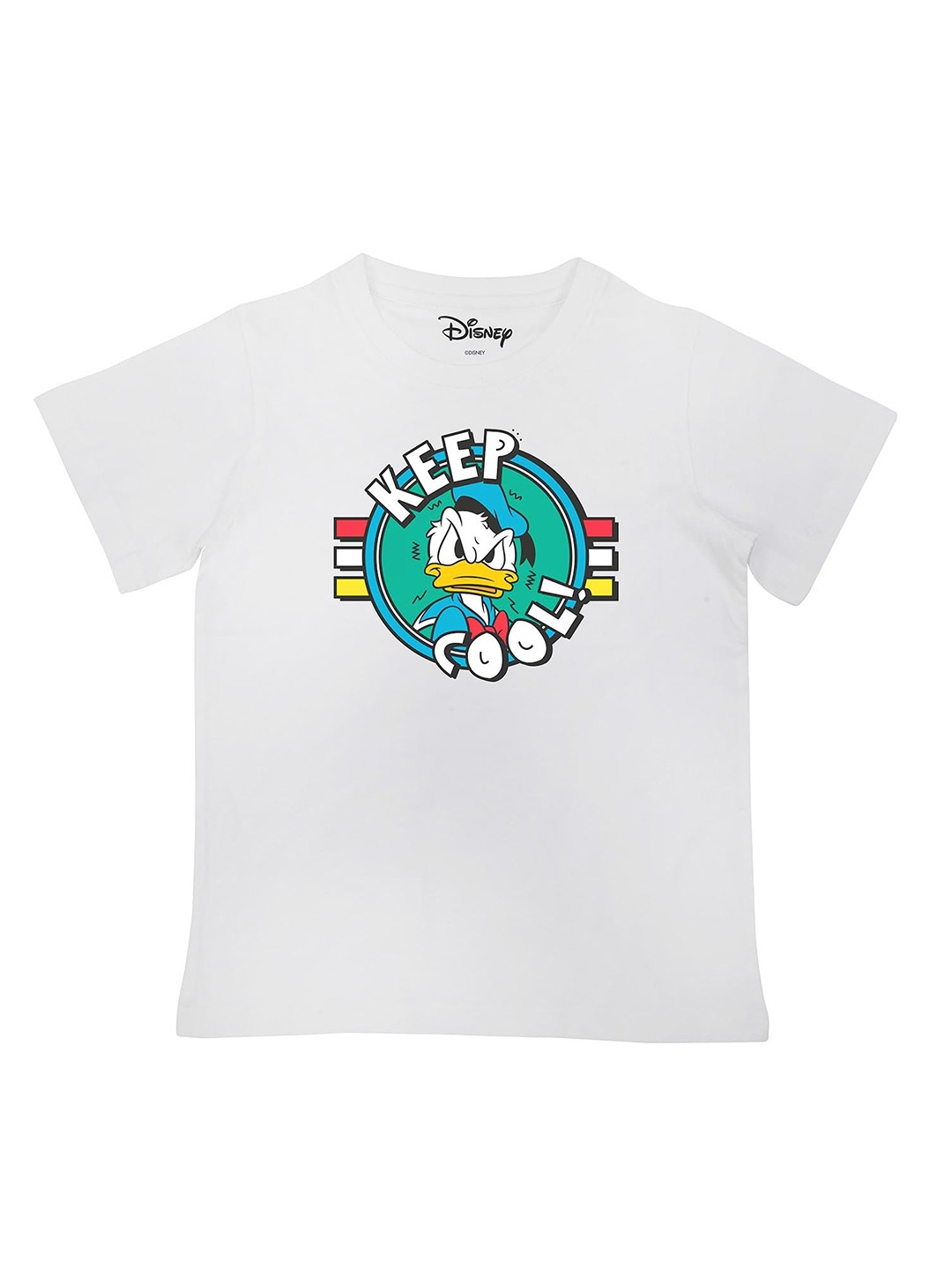 Disney by Wear Your Mind Boys White Donald Duck Printed Pure Cotton T-shirt