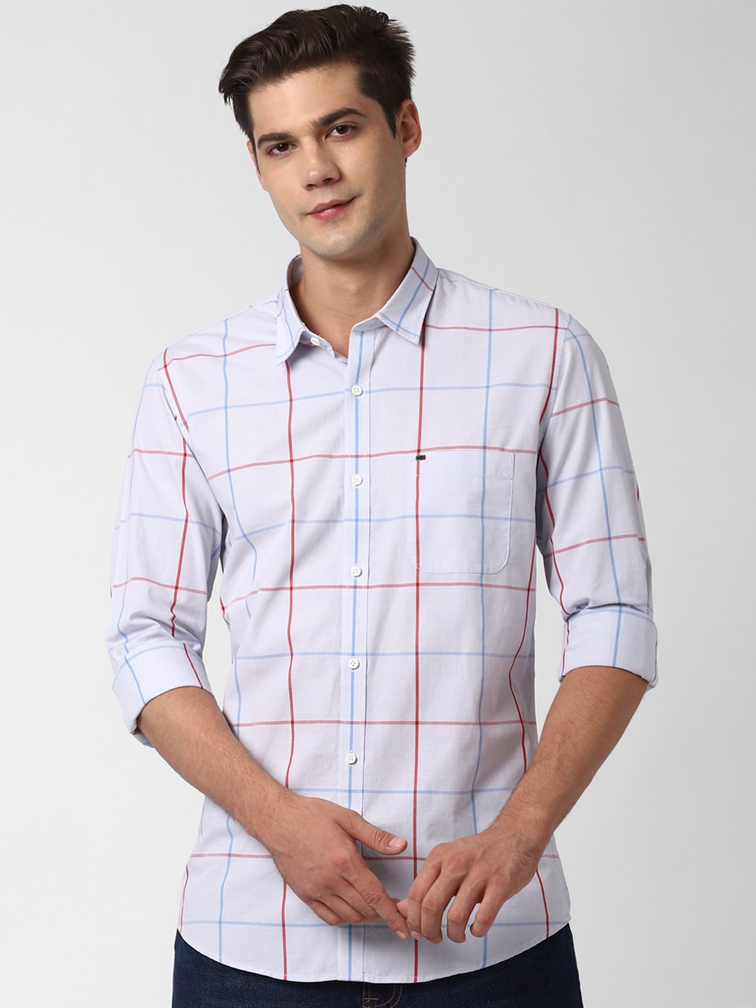 

Peter England Casuals Men Blue Slim Fit Checked Casual Shirt