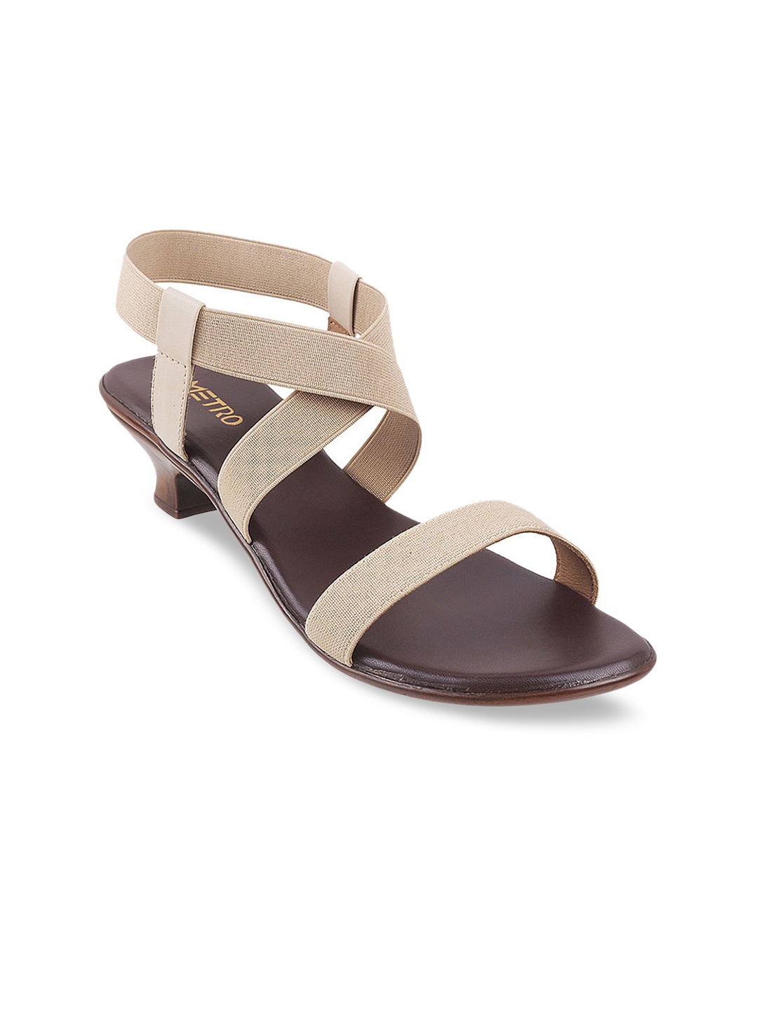 

Metro Brown Solid Kitten Heeled Open Toe Sandals